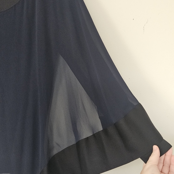 Donna Karan New York Blue Black Mother Of The Bride Draped Top Size S - Picture 5 of 10